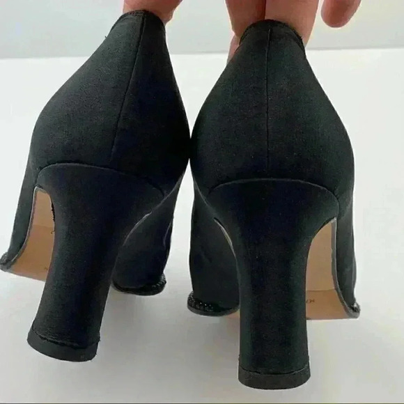 Evan Picone heels size 8.5 black silk gem 80s 90s - Picture 7 of 11